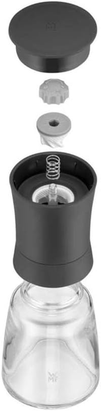 WMF Trend Mühlenset 2tlg, Salz- und Pfeffermühle unbefüllt, Glasbehälter, Keramikmahlwerk, Mühle für Salz und Pfeffer, Gewürze, spülmaschinengeeignet, grau