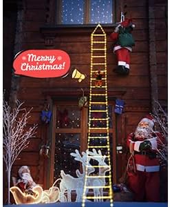 Geemoo LED Weihnachtsmann Leiter Lichterkette - 3 Meter LED Weihnachtsbeleuchtung Strombetrieben mit Timer, Speicherfunktion, 8 Modi, für Innen Außen Weihnachtsbaum Fenster Weihnachten Deko (Warmweiß)