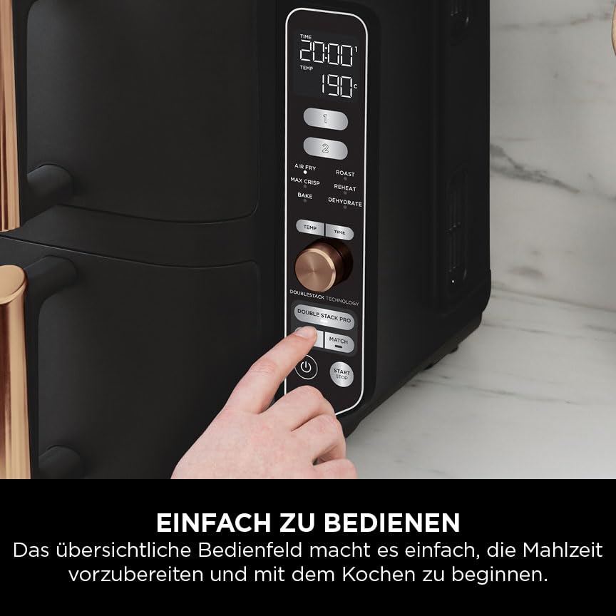 Ninja Double Stack XL Heißluftfritteuse, 9,5 L, 6 Kochfunktionen, Grau