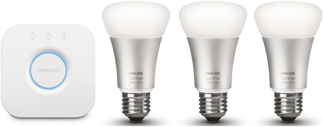 Philips Hue White & Color Ambiance E27 3er Starter Set 3x570lm, dimmbar, bis zu 16 Mio. Farben, steuerbar via App, kompatibel mit Amazon Alexa (Echo, Echo Dot)
