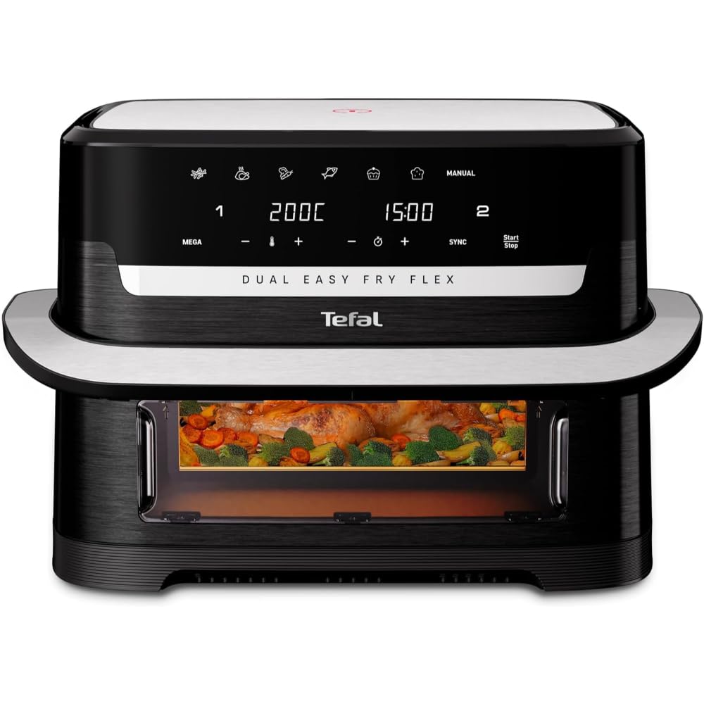 Tefal Dual Easy Fry Heißluftfritteuse 8,3 L mit 2 Kammern