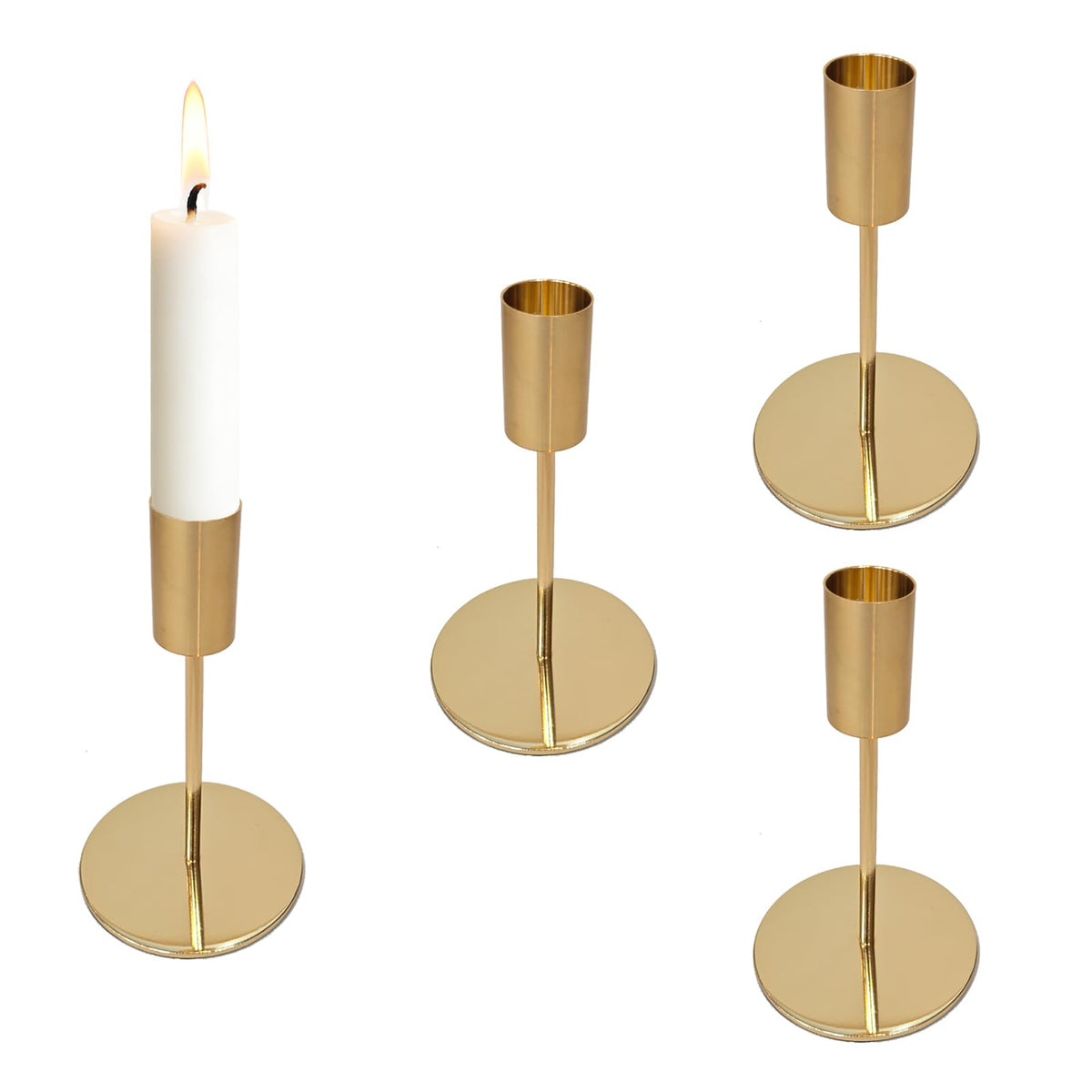 ALULU 8 Stück goldene Kerzenständer aus Metall für Stabkerzen Ø 2,2 cm