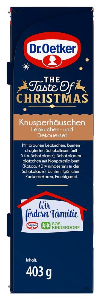 Dr. Oetker Knusper-Häuschen, Lebkuchenhaus und Dekorierset zum Basteln und Verzieren für die Weihnachtszeit- 1 x 403 g