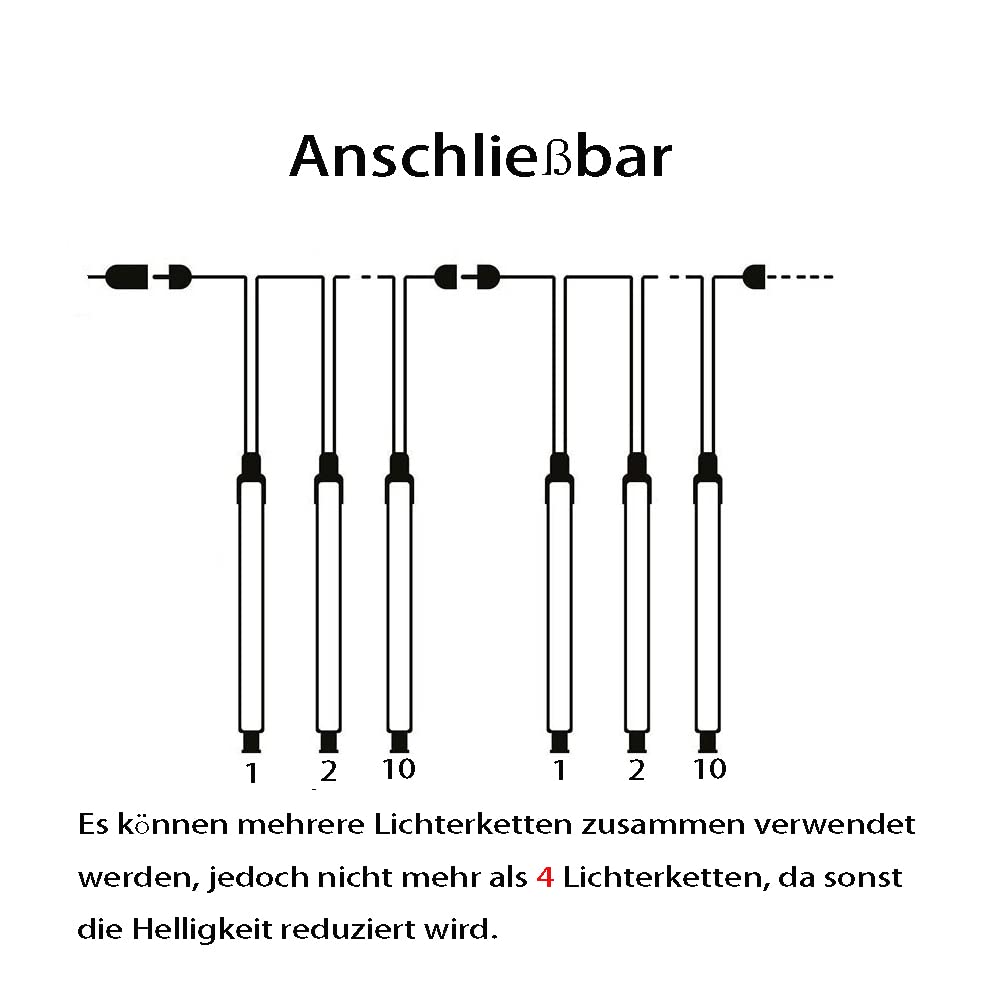 Kwaiffeo Weihnachtsdeko,10 Röhren LED Meteorschauer Lichterkette Außen, Wasserdichte Fallende Regen Lichter für Weihnachten Halloween Weihnachtsbaum Hochzeit Garten Fenster, Mehrfarbig