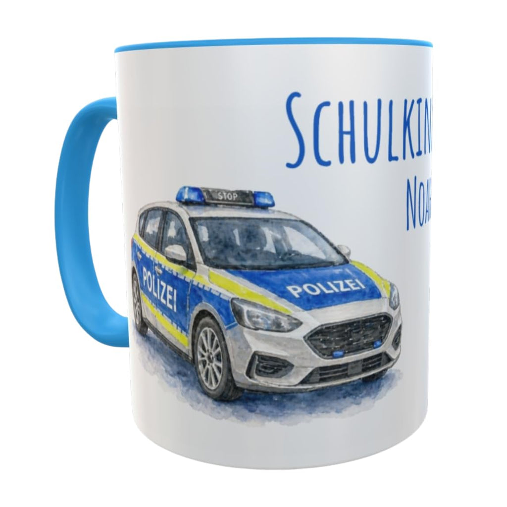 Namenstasse Personalisierte Einschulung Tasse Schulkind 2026 Polizei Motiv mit Wunschname 330ml Keramik spülmaschinenfest Geschenk Schultüte (Feuerwehr)