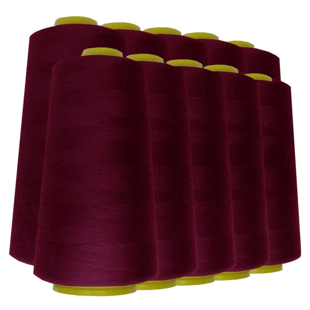 Schneidereibedarf Werner - 10 Rollen/Konen Overlock-Nähgarn/Overlockgarn - Polyester, 40/2 Stärke, 2743 Meter / 3000 Yards, für Näharbeiten, Quilten, Patchwork, Kleidung (schwarz (580))