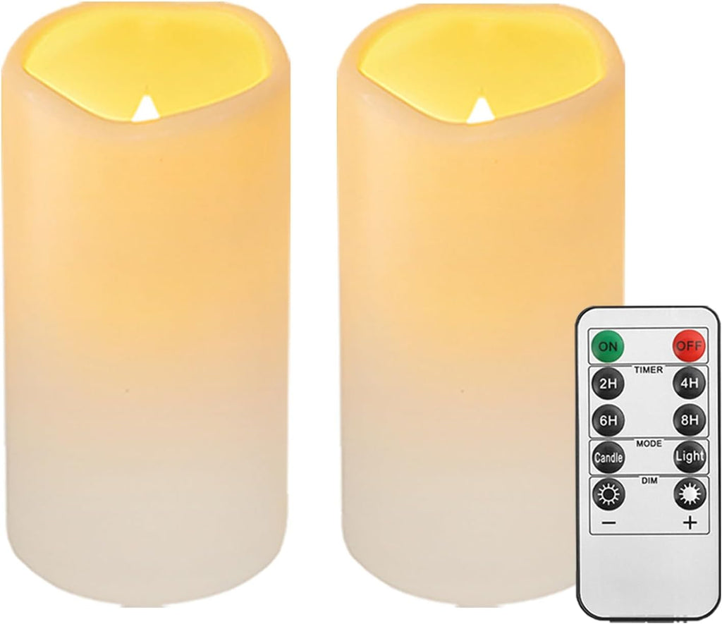 2PACK Wasserdichte Outdoor Flammenlose LED Kerzen Fernbedienung Timer