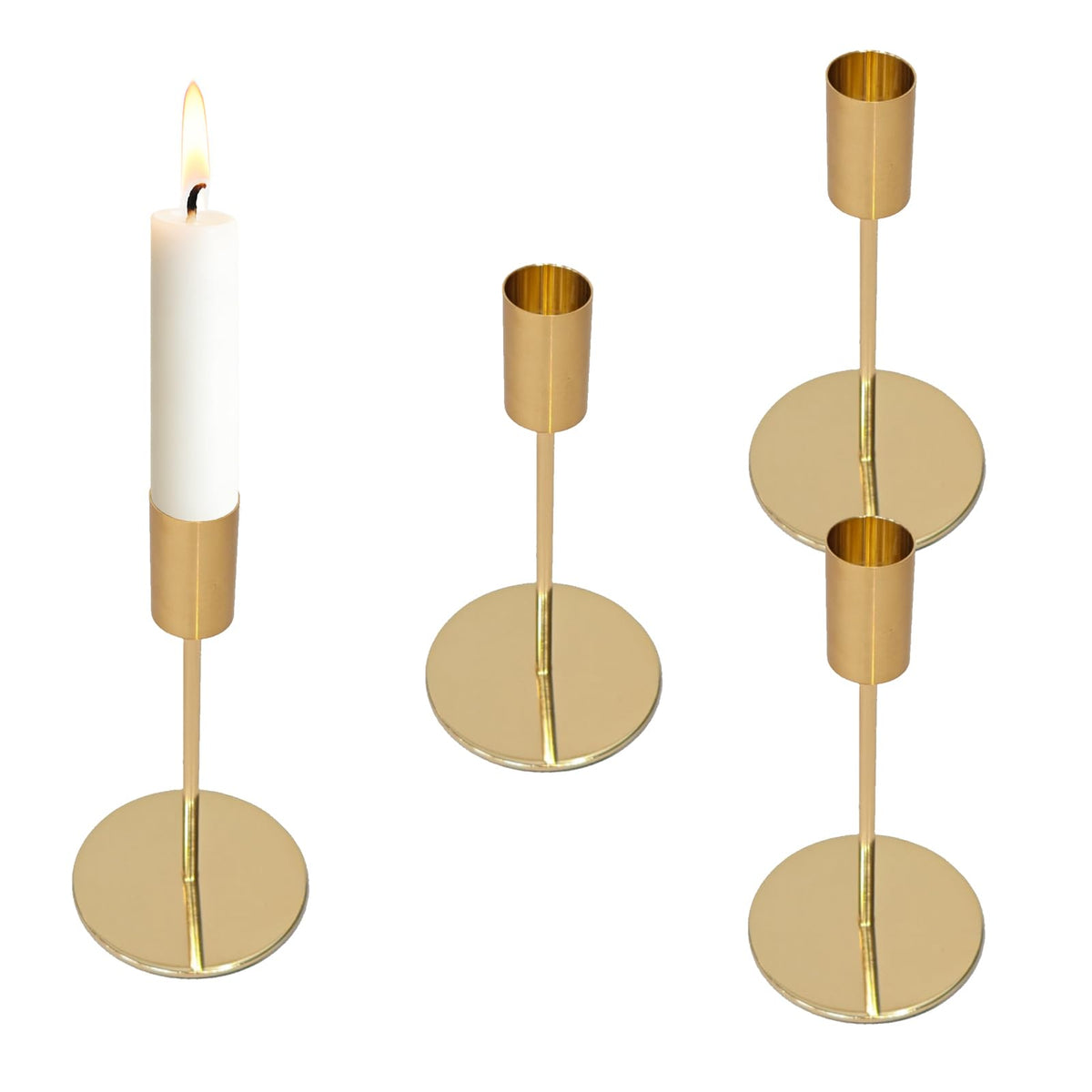 ALULU 8 Stück goldene Kerzenständer aus Metall für Stabkerzen Ø 2,2 cm