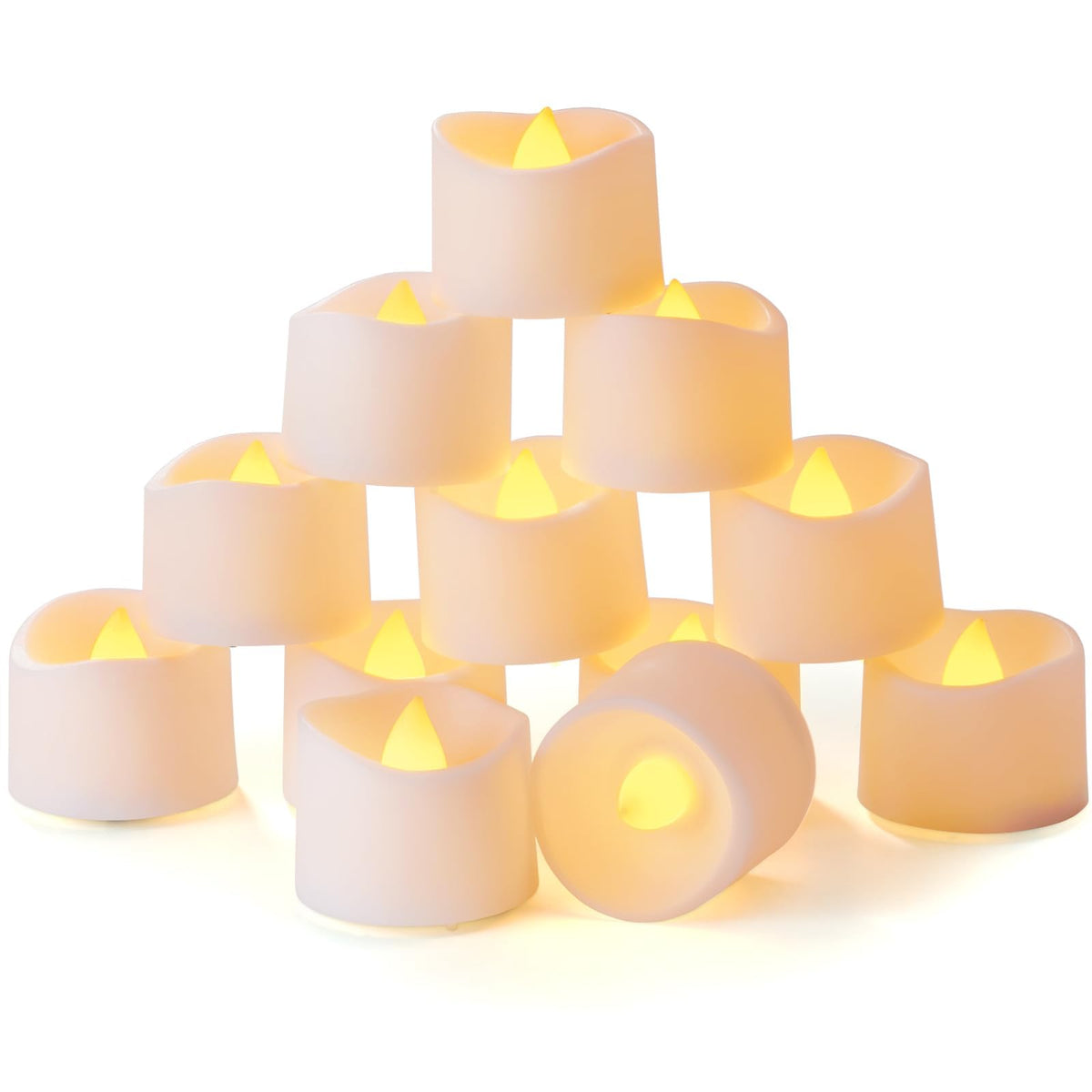 Homemory 12 led teelichter mit Timer, elektrische flackernde batteriebetriebene Kerzen, 6 Stunden an und 18 Stunden aus, 3.2x3.6 cm, Plastik