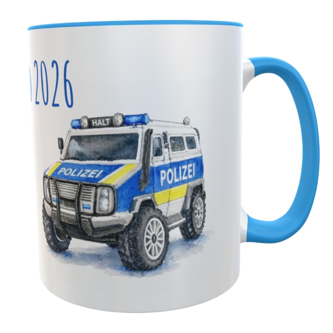 Namenstasse Personalisierte Einschulung Tasse Schulkind 2026 Polizei Motiv mit Wunschname 330ml Keramik spülmaschinenfest Geschenk Schultüte (Feuerwehr)