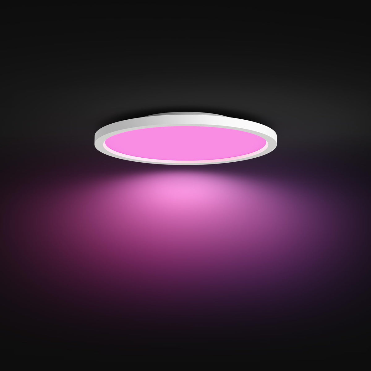 Philips Hue Devote Smart LED-Panel-Licht, weißes und farbiges Ambiente, rund 43 cm, 23 W, 2900 Lumen, weißer Rahmen für Innenbeleuchtung, Decke, Wohnzimmer, Küche, Flur