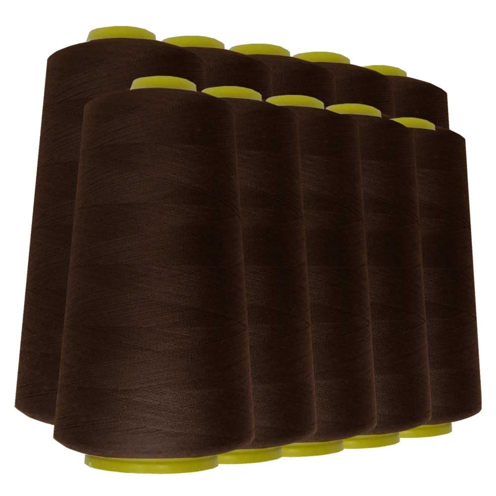 Schneidereibedarf Werner - 10 Rollen/Konen Overlock-Nähgarn/Overlockgarn - Polyester, 40/2 Stärke, 2743 Meter / 3000 Yards, für Näharbeiten, Quilten, Patchwork, Kleidung (schwarz (580))