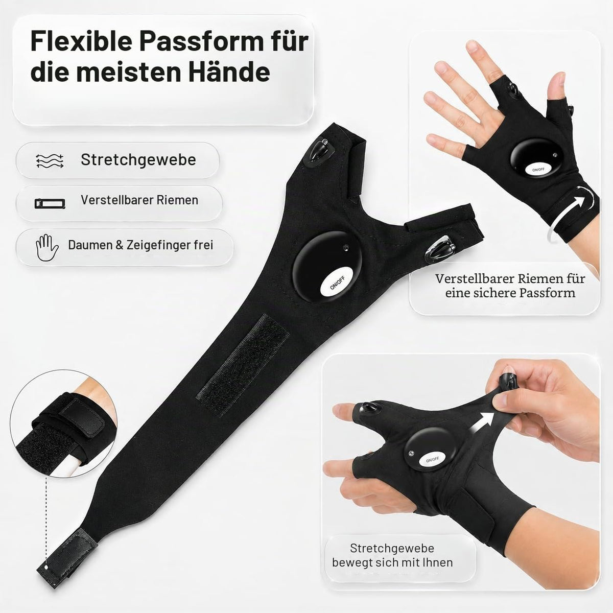 Mylivell Handschuhe mit Licht für Männer – LED Angelhandschuhe, Handschuhe mit LED Licht für Angeln, Camping & Reparaturen, praktische Geschenkidee für Männer, Vatertag Geschenk
