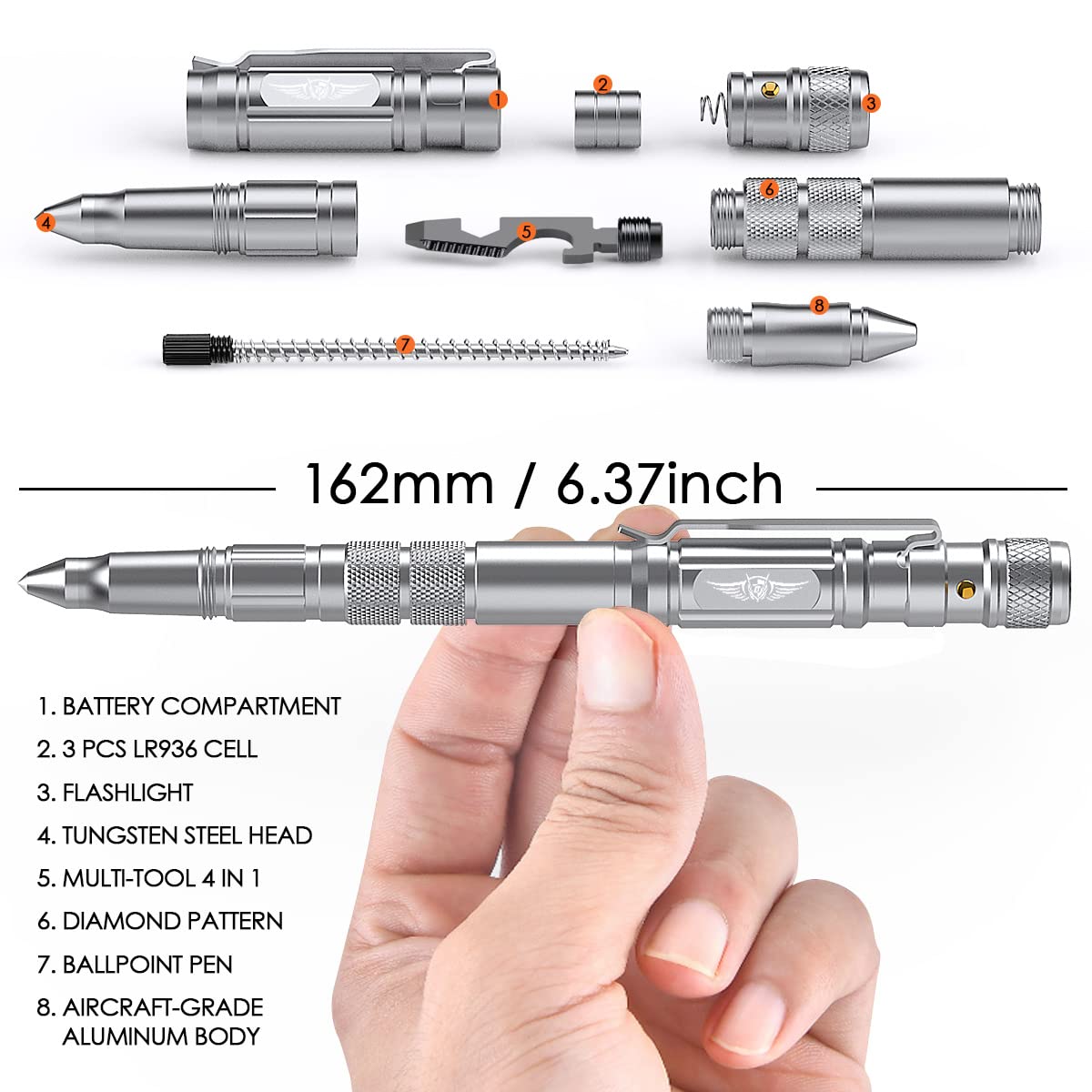 BIIB Geschenke für Männer, Multitool Pen mit LED für Feuerwehr Geschenk