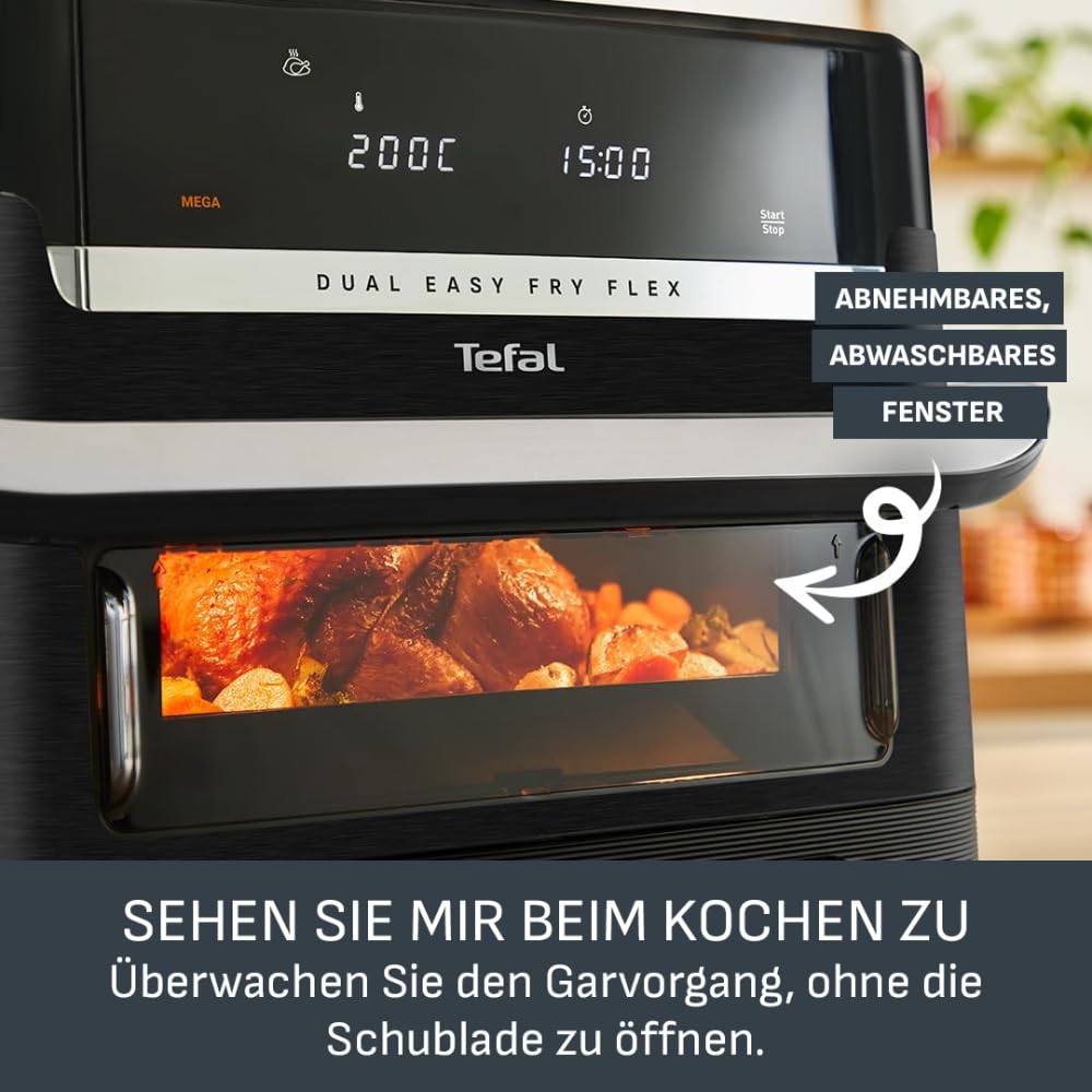 Tefal Dual Easy Fry Heißluftfritteuse 8,3 L mit 2 Kammern