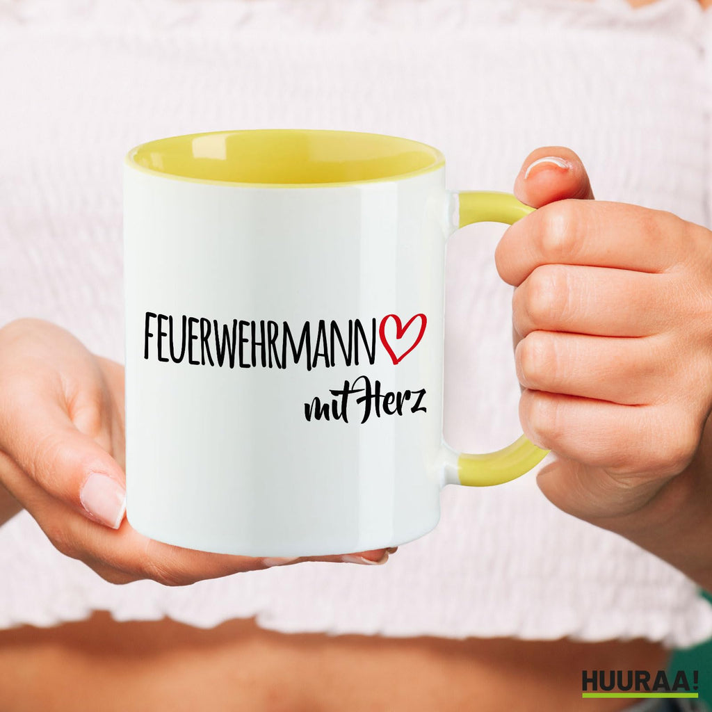 Huuraa Kaffeetasse Feuerwehrmann mit Herz Geschenk