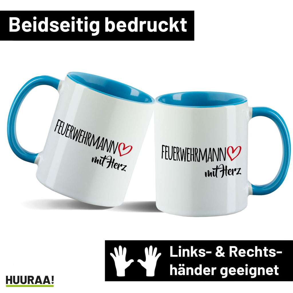 Huuraa Kaffeetasse Feuerwehrmann mit Herz Geschenk