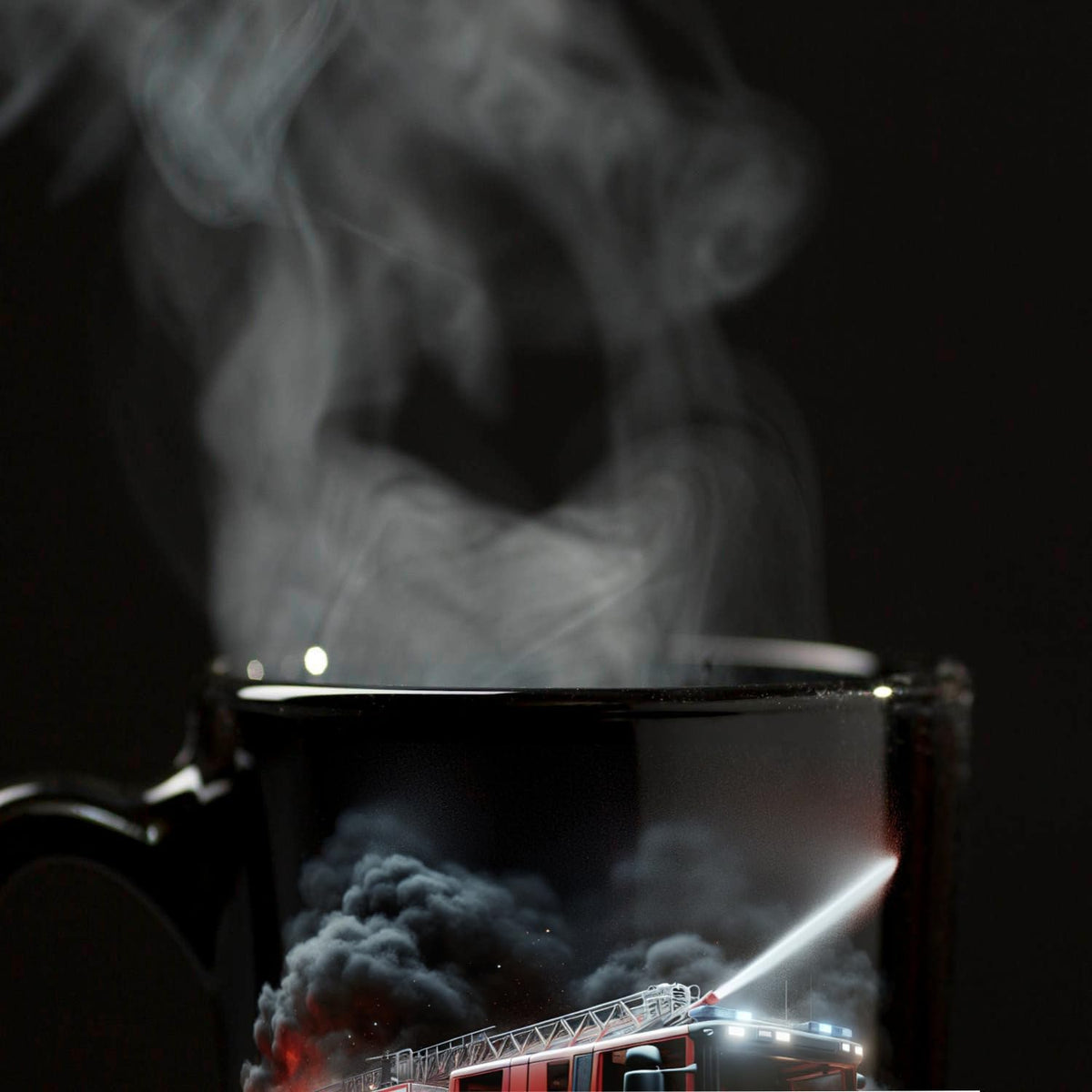 Feuerwehrfahrzeug im Einsatz Tasse in Schwarz Feuerwehr Tasse Einsatzfahrzeug Feuer Rettung Notfall Hilfe Löschfahrzeug Geschenk