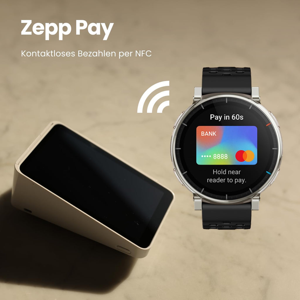 Amazfit Active 3 Premium 45mm GPS Lauf-Smartwatch, 1,32" AMOLED Saphir-Display, 12 Tage Akku, 4GB, NFC, Offline-Karten, 170+ Trainingsmodi, 5 ATM, Herzfrequenz- & Fitness-Tracker für Android & iPhone
