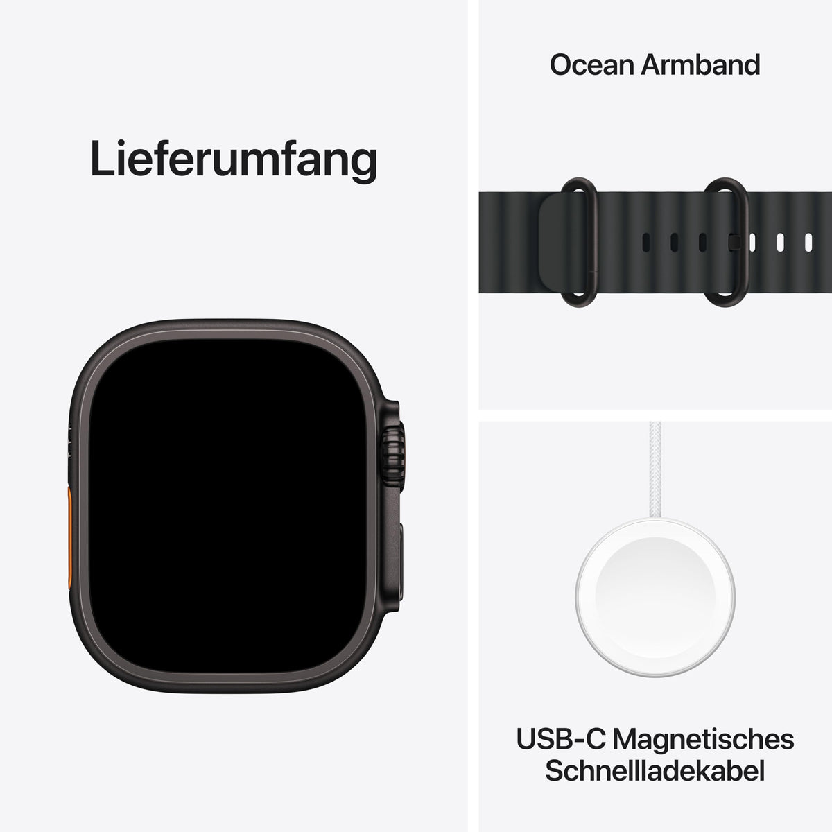 Apple Watch Ultra 3 GPS + Cellular 49 mm Premium Smartwatch für Lauftraining und Kombinationssport mit robustem Titangehäuse in Schwarz und Trail Loop in Schwarz/Kohlegrau (M/L)