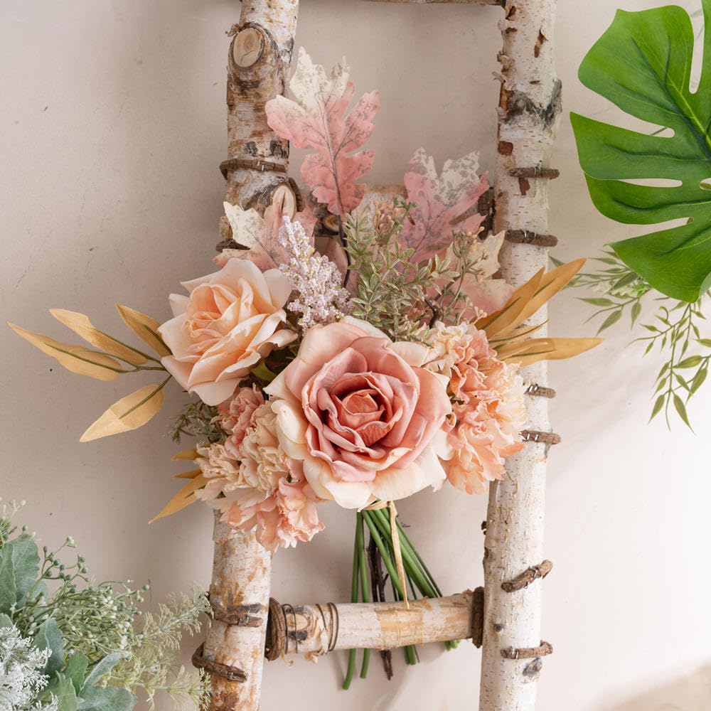 KIRIFLY Kunstblumen Künstliche Pflanzen Blumen Deko Seidenblumen Blumenarrangements Kernstück Hochzeit Blumenstrauß(Herbstrot)