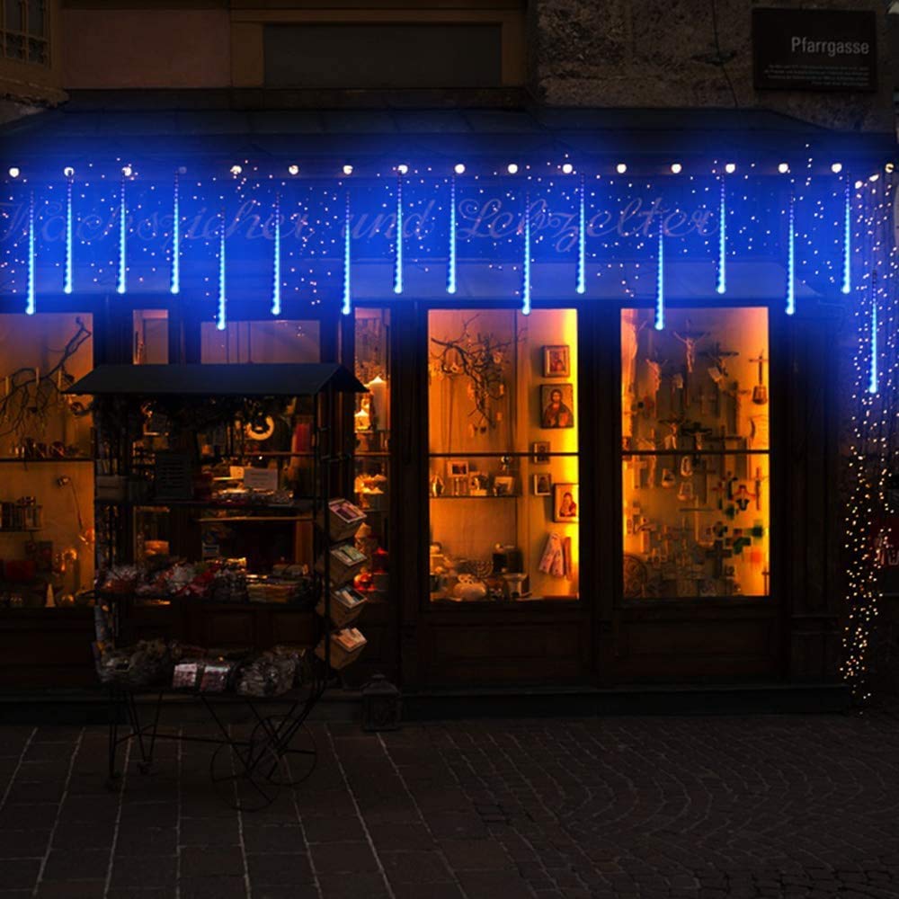 Kwaiffeo Weihnachtsdeko,10 Röhren LED Meteorschauer Lichterkette Außen, Wasserdichte Fallende Regen Lichter für Weihnachten Halloween Weihnachtsbaum Hochzeit Garten Fenster, Mehrfarbig