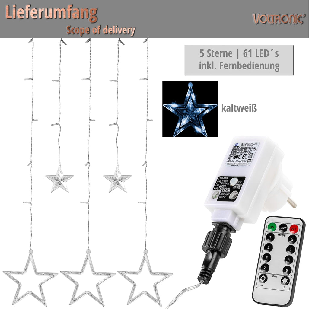 VOLTRONIC LED-Lichtvorhang, für den Innen- und Außenbereich, IP44, Modell und Farbe nach Wahl, Fernsteuerung