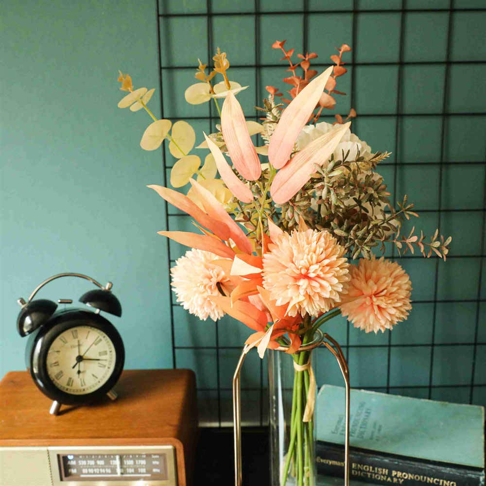 KIRIFLY Kunstblumen Künstliche Pflanzen Blumen Deko Seidenblumen Blumenarrangements Kernstück Hochzeit Blumenstrauß(Herbstrot)