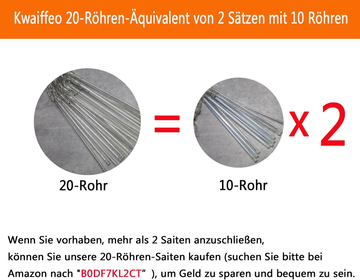 Kwaiffeo Weihnachtsdeko,10 Röhren LED Meteorschauer Lichterkette Außen, Wasserdichte Fallende Regen Lichter für Weihnachten Halloween Weihnachtsbaum Hochzeit Garten Fenster, Mehrfarbig