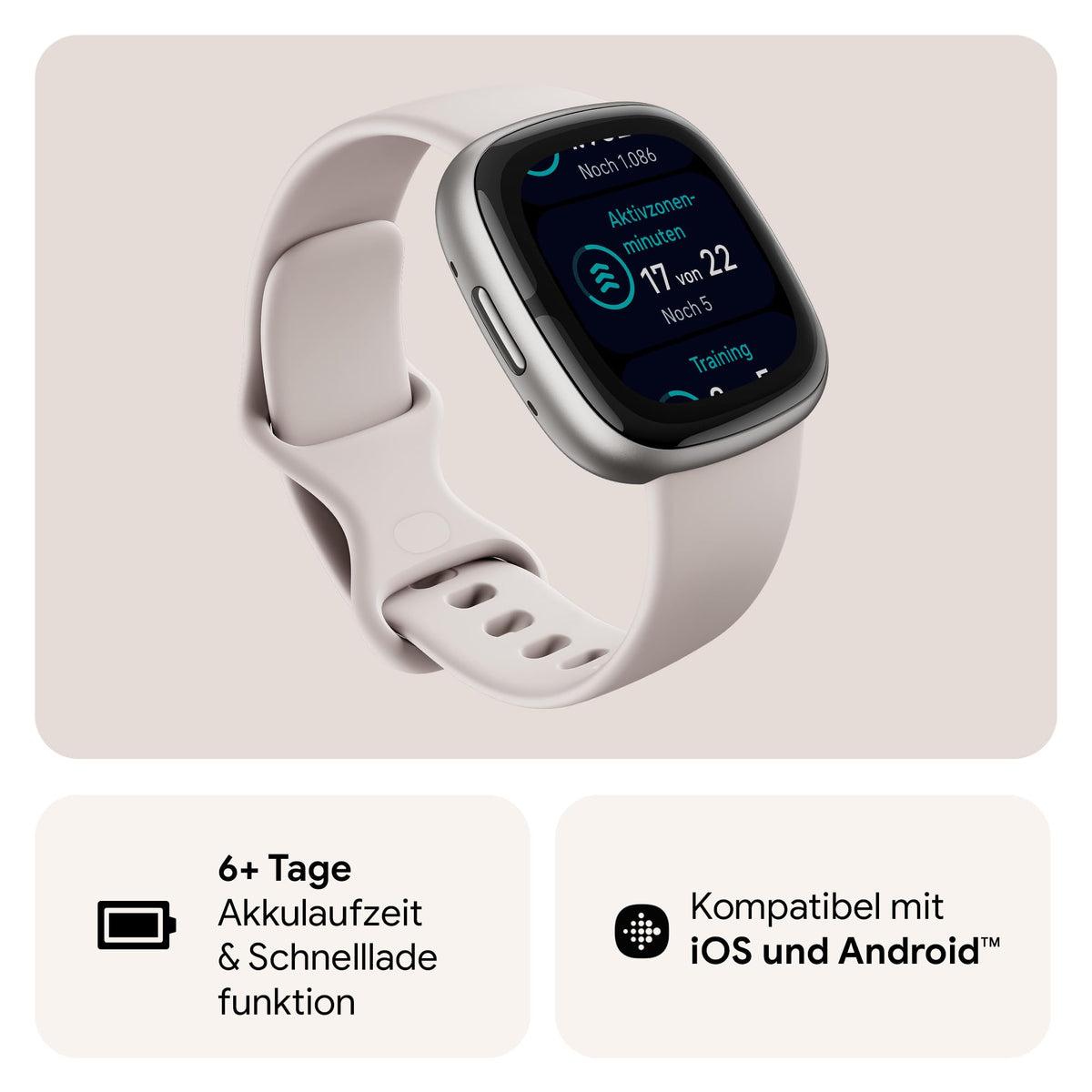 Google Fitbit Sense 2 – Smartwatch Damen / Herren – Fitnessuhr mit integriertem GPS und Telefonfunktion – Fitness-Tracking mit Stressmanagement, EKG und Schlafanalyse – kompatibel mit Android/iOS