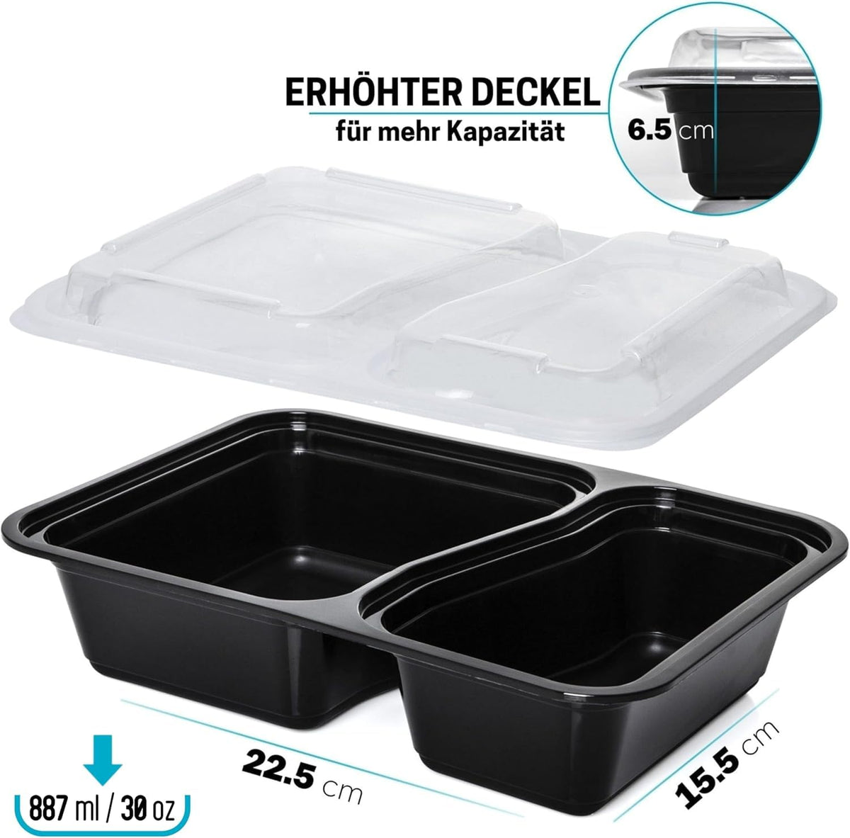 Igluu Meal Prep Boxen (10er-Pack) 2 Fächer – 887ml