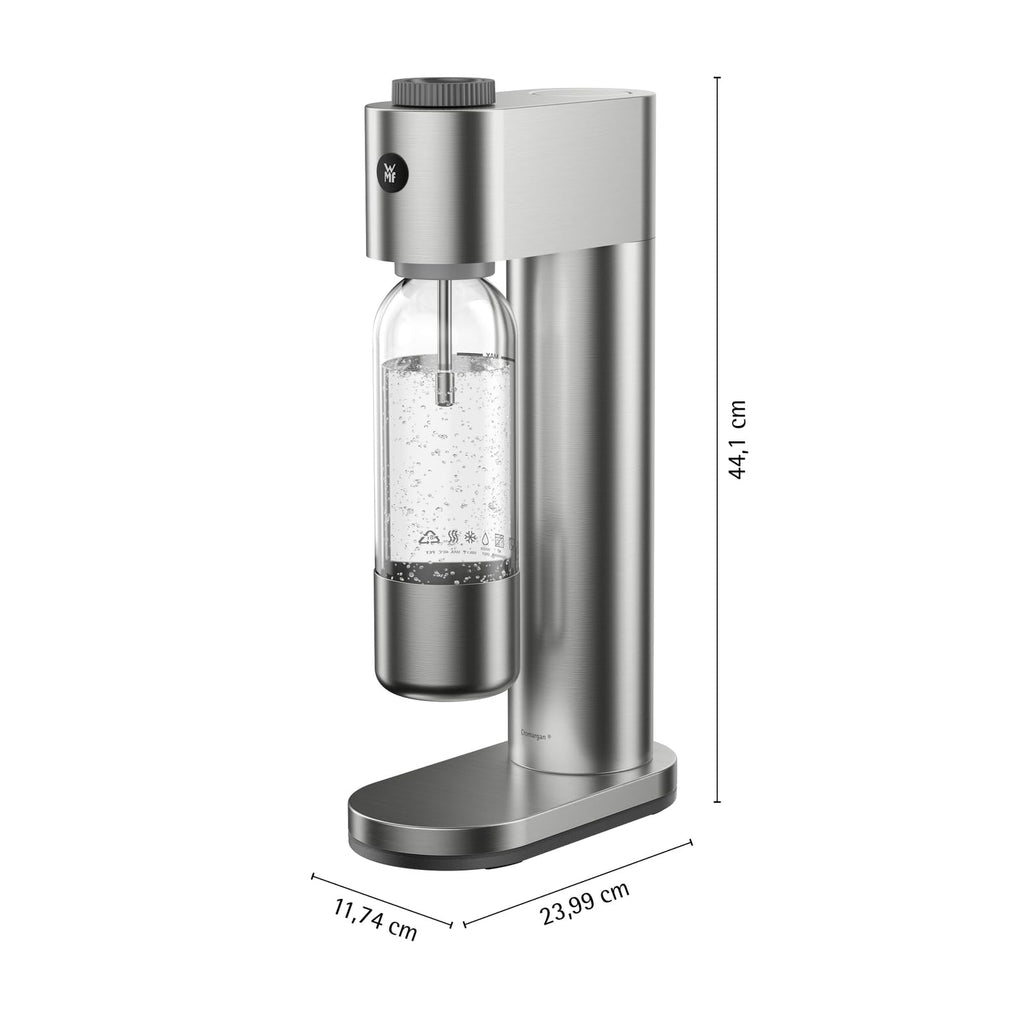 WMF Element One Wassersprudler – vollautomatische Edelstahl Sprudelmaschine mit 3 Graden, platzsparendes Design, eleganter Soda Maker & Sprudelgerät für prickelnden Genuss auf Knopfdruck, Farbe Lava