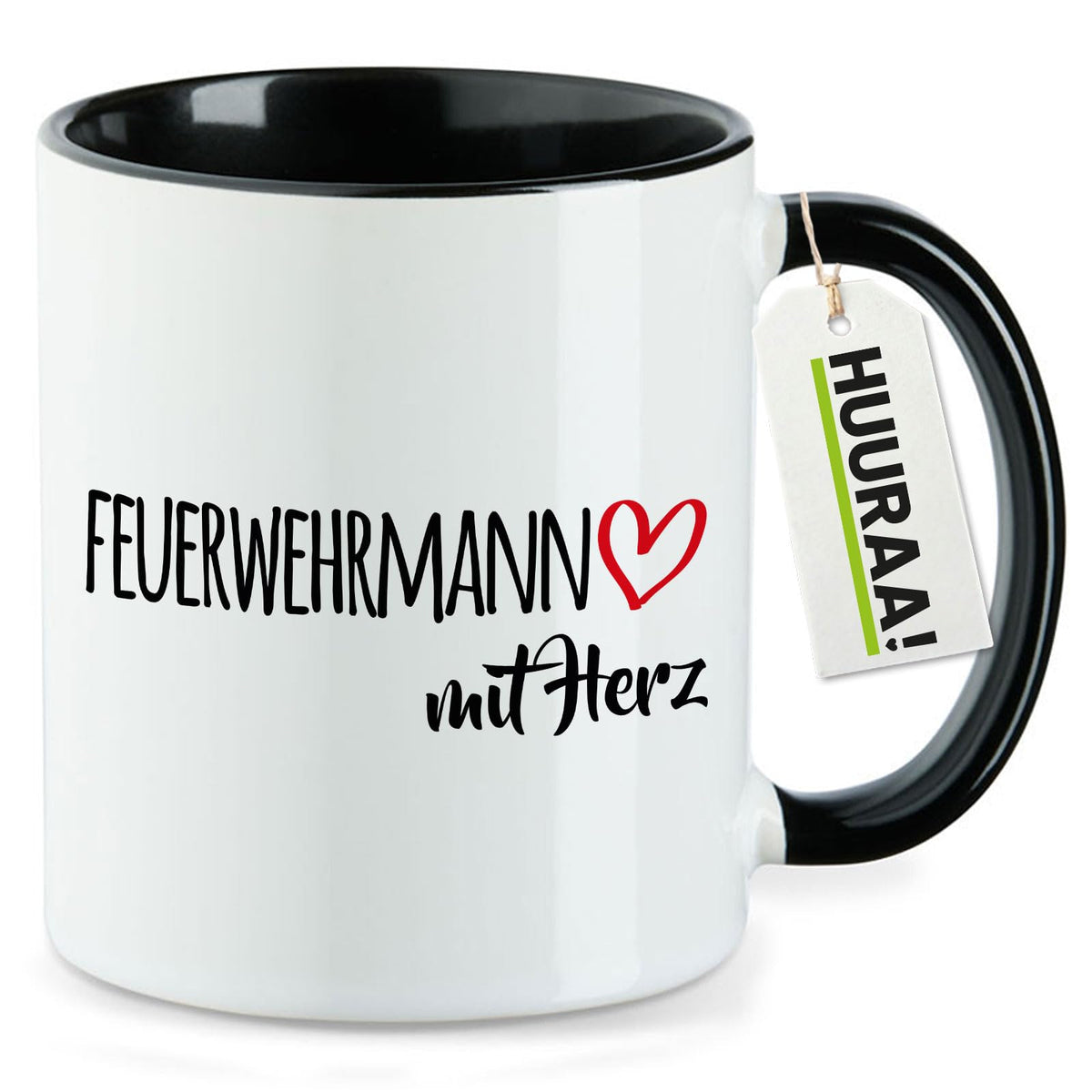 Huuraa Kaffeetasse Feuerwehrmann mit Herz Geschenk