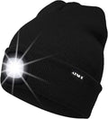 ATNKE LED Beleuchtete Mütze,Wiederaufladbare USB Laufmütze mit Licht Extrem Heller 4 LED Lampe Winter Warme Stirnlampe für Herren und Damen Geschenke