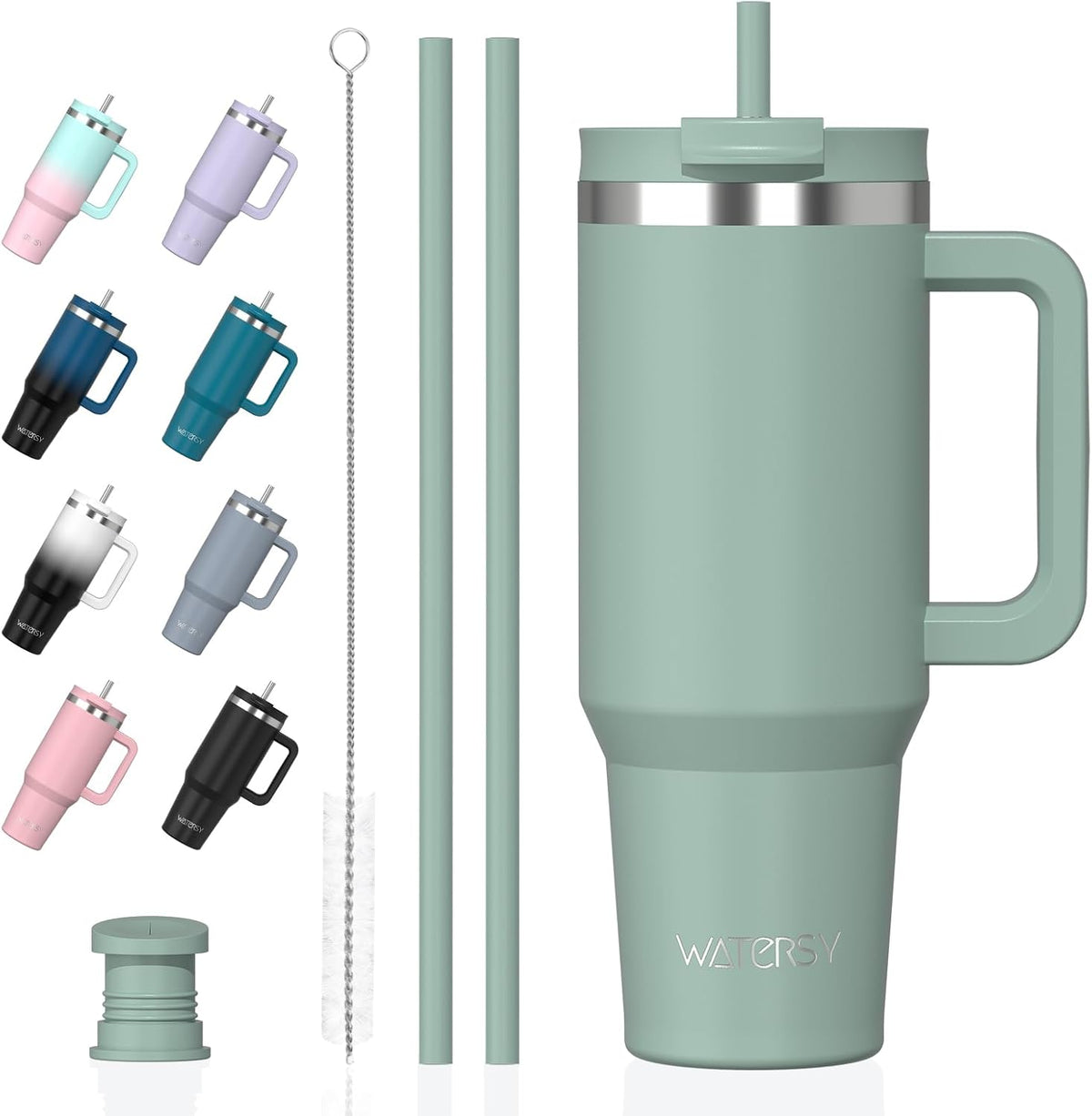 WATERSY 1.2L Thermobecher mit 2 Strohhalmen, Trinkbecher Auslaufsicherer Kaffeebecher To Go Vakuum-Isoliert mit BPA frei Schraubdeckel, Trinkflasche Kühlt 12 Stunden,Tiefseelndigo