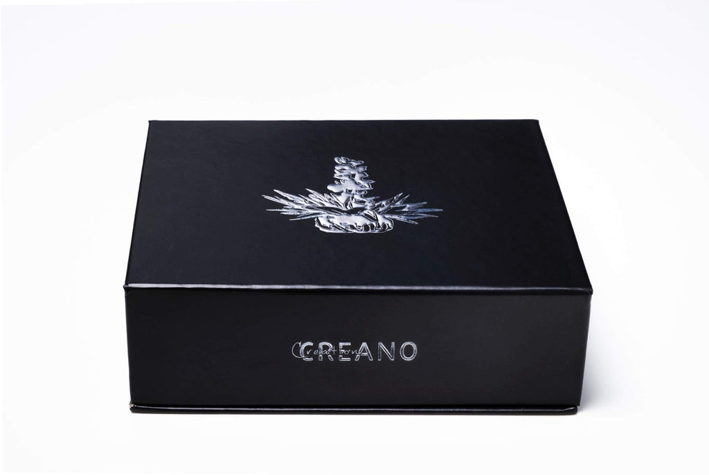 Creano 6 Teeblumen Geschenkbox weißer, schwarzer & grüner Tee in edler Magnetbox mit Silberprägung - 6 verschiedene Sorten - Geschenk zu Weihnachten