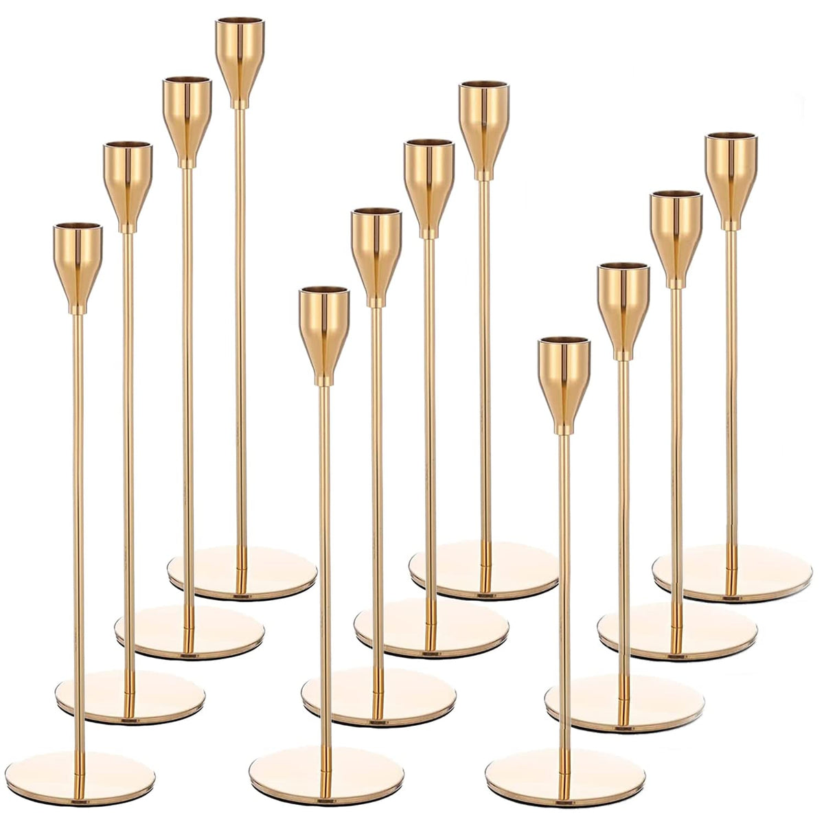 Pesonlook Set mit 24 Kerzenhaltern, Goldfarben, Konisch