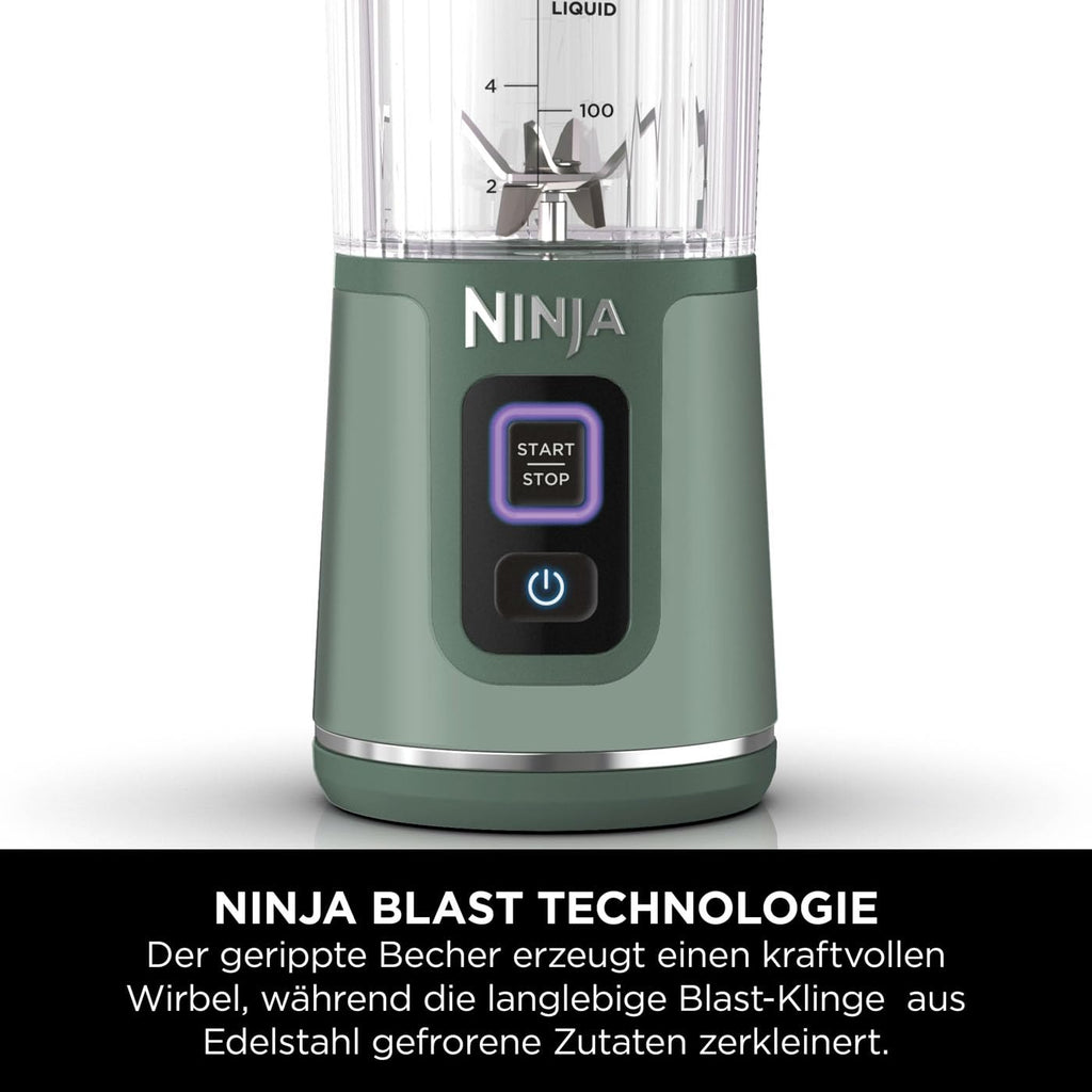 Ninja Blast Tragbarer Mixer / Blender / Smoothie Maker, 530ml Becher, Auslaufsicherer Deckel, Leistungsstarker Mini Standmixer, Kabellos & Wiederaufladbar, Zerkleinert Eis & Obst, Blau, BC151EUNV