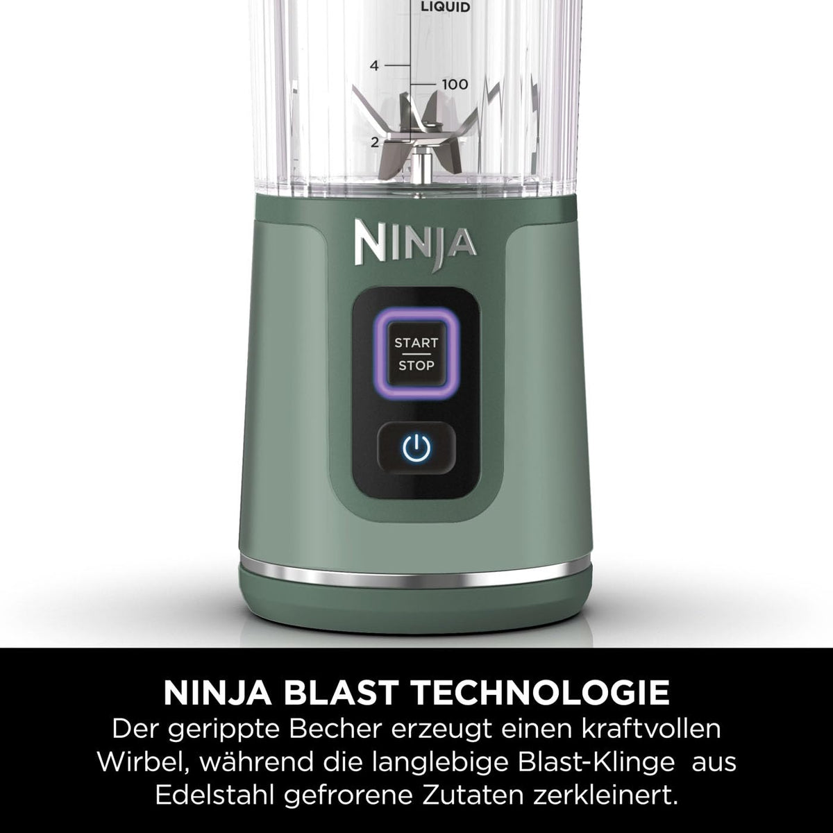 Ninja Blast Tragbarer Mixer / Blender / Smoothie Maker, 530ml Becher, Auslaufsicherer Deckel, Leistungsstarker Mini Standmixer, Kabellos & Wiederaufladbar, Zerkleinert Eis & Obst, Blau, BC151EUNV