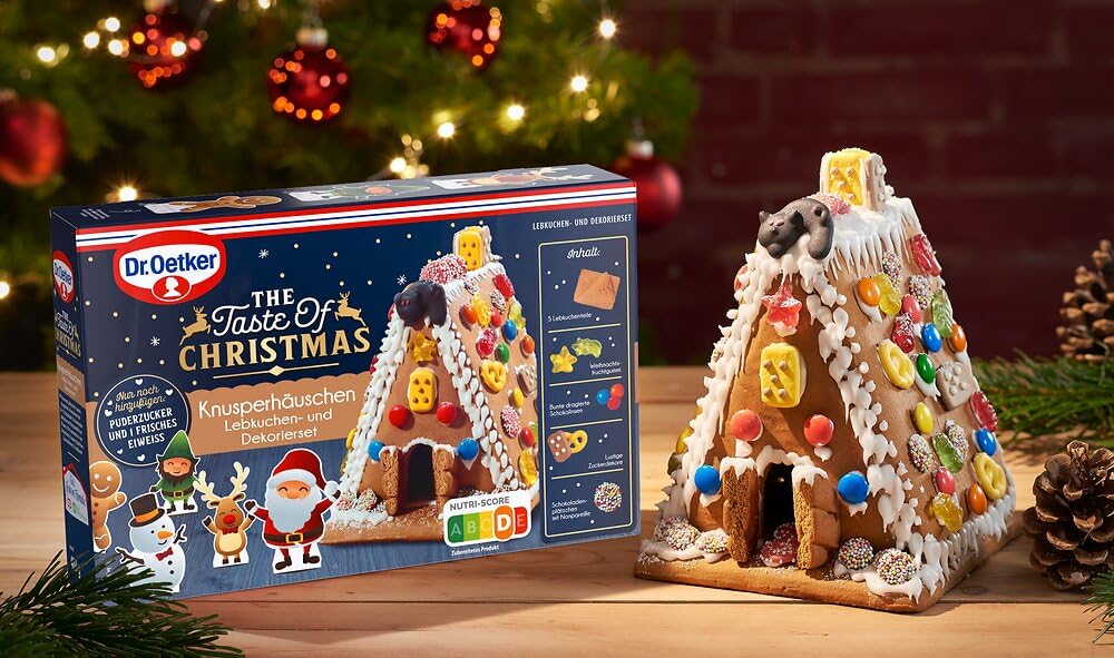 Dr. Oetker Knusper-Häuschen, Lebkuchenhaus und Dekorierset zum Basteln und Verzieren für die Weihnachtszeit- 1 x 403 g
