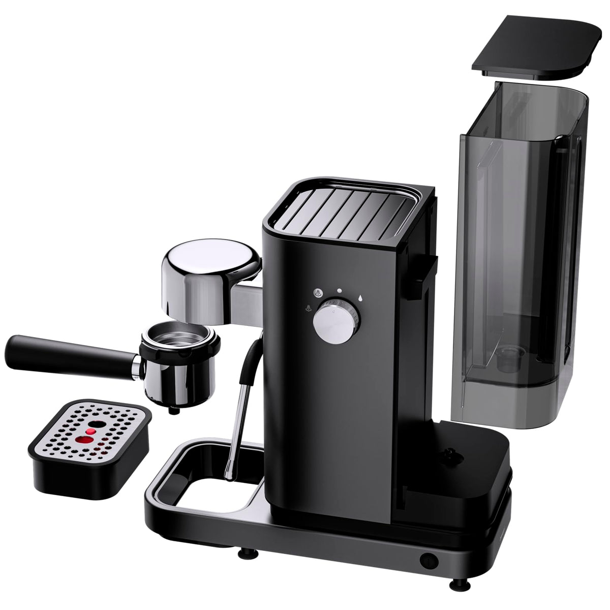 WMF Espresso Pro Siebträgermaschine, halbautomatische Espressomaschine mit Mahlwerk, 15 bar Druck, integrierte Waage, Doppel-Thermoblock Technologie, schnelles Erhitzen, Steingrau