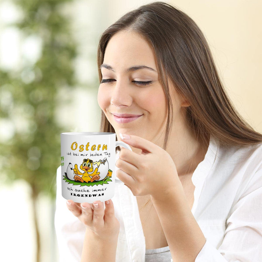 TRIOSK Tasse Feuerwehr Küken mit Spruch lustig Eier hat man Geschenk für Beruf Feuerwehrmänner Feuerwehrfrauen Männer Frauen Kollegen Ostern, Keramik 300ml