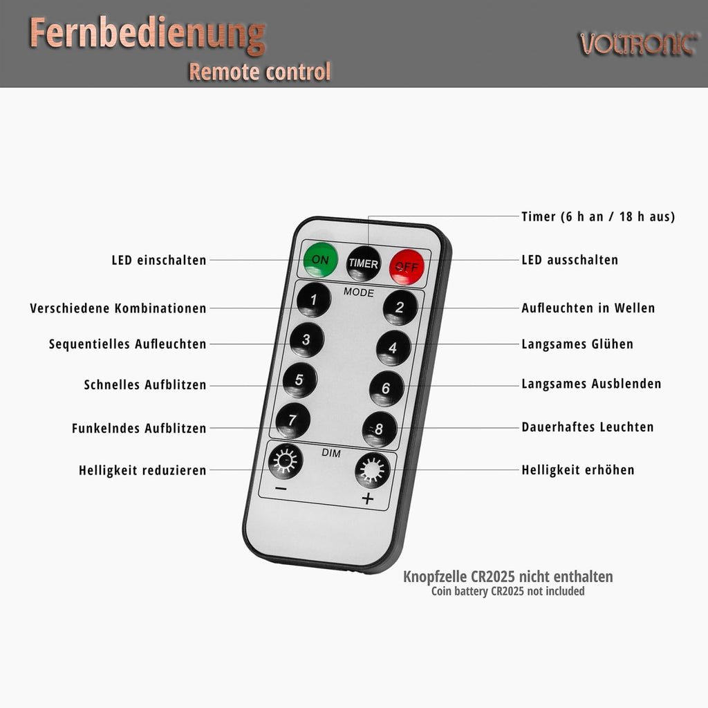 VOLTRONIC LED-Lichtvorhang, für den Innen- und Außenbereich, IP44, Modell und Farbe nach Wahl, Fernsteuerung