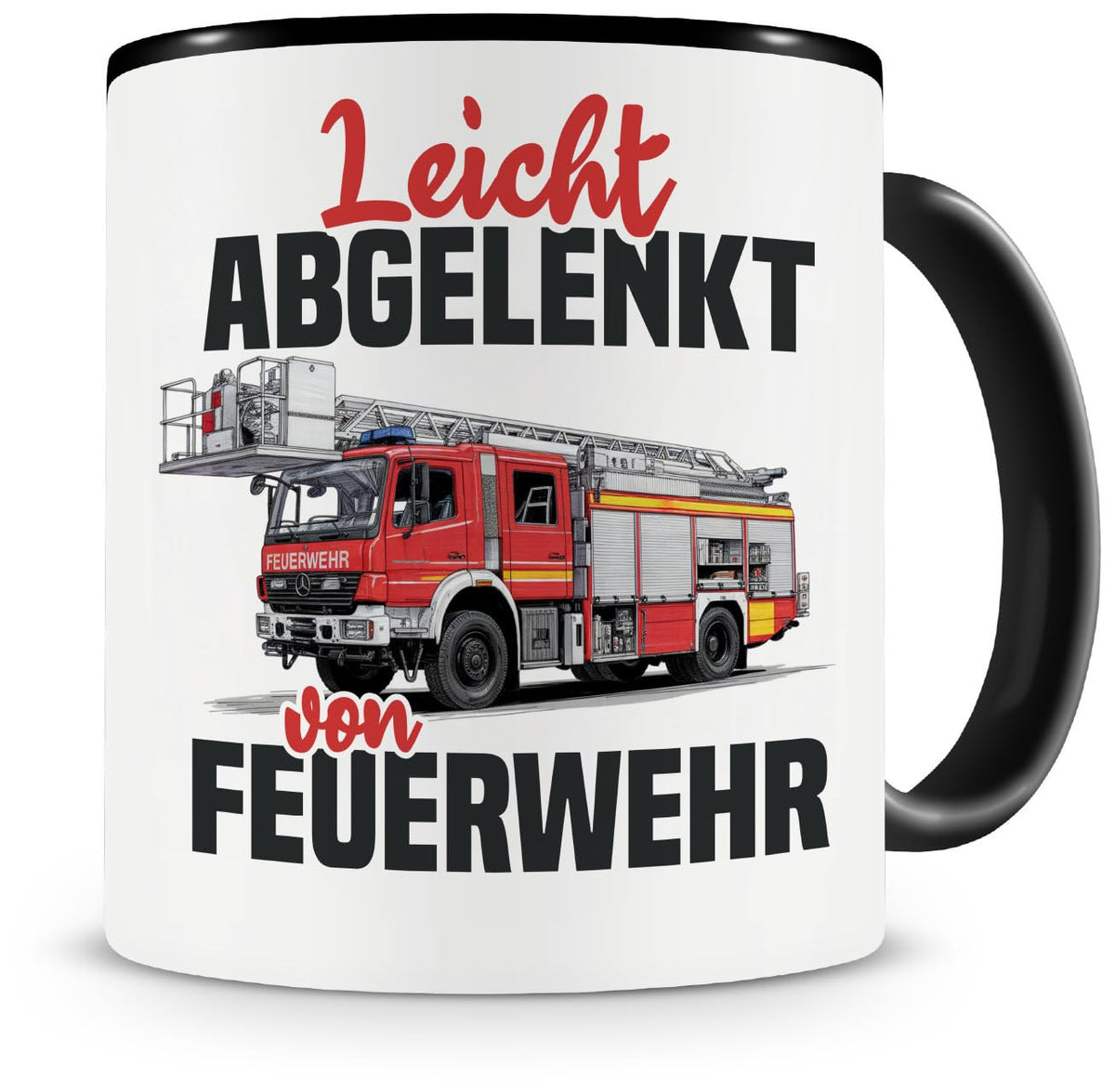 Samunshi® Feuerwehrmann Tasse mit Spruch Flammen Flüsterer Geschenk für Brandmeister und Feuerwehr Fans Kaffeetasse Feuerwehrauto Tassen zum Geburtstag 300ml schwarz