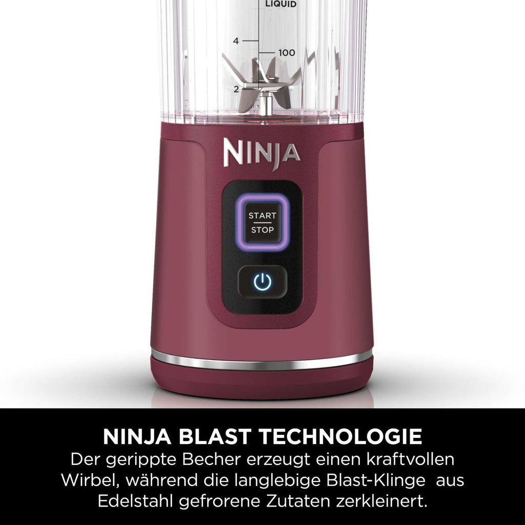 Ninja Blast Tragbarer Mixer / Blender / Smoothie Maker, 530ml Becher, Auslaufsicherer Deckel, Leistungsstarker Mini Standmixer, Kabellos & Wiederaufladbar, Zerkleinert Eis & Obst, Blau, BC151EUNV
