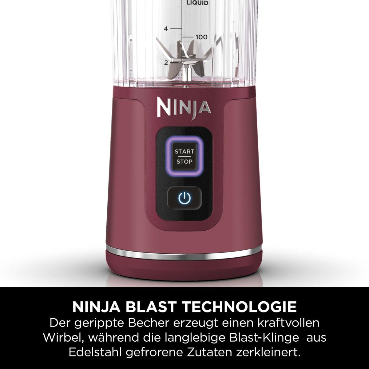 Ninja Blast Tragbarer Mixer / Blender / Smoothie Maker, 530ml Becher, Auslaufsicherer Deckel, Leistungsstarker Mini Standmixer, Kabellos & Wiederaufladbar, Zerkleinert Eis & Obst, Blau, BC151EUNV