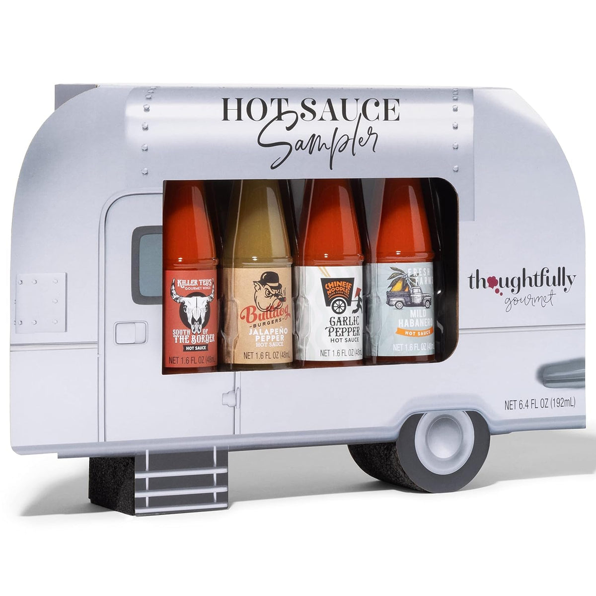 Thoughtfully - Scharfe Saucen Geschenkset - Street Food Truck Airstream Probierset Mit 4 Pikanten Chili-Saucen - Geschenk für Männer und Frauen