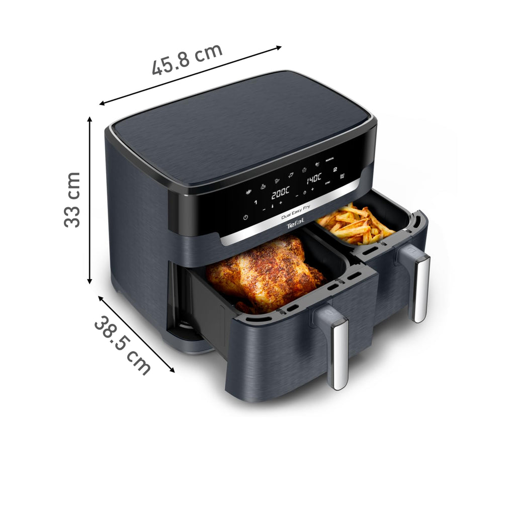 Tefal Dual Easy Fry Heißluftfritteuse 8,3 L mit 2 Kammern