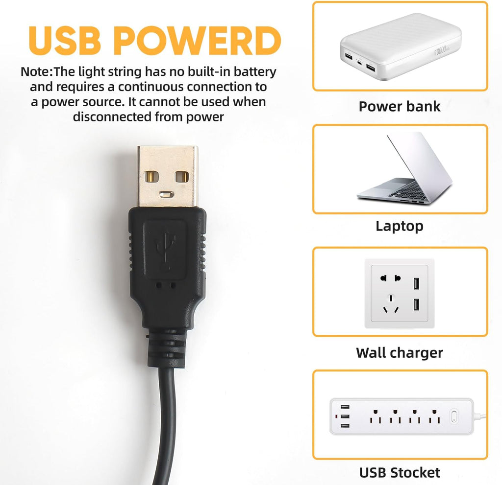 Hoteril 12M Draht Micro Lichterkette, 120LED Lichterkette USB mit Schalter