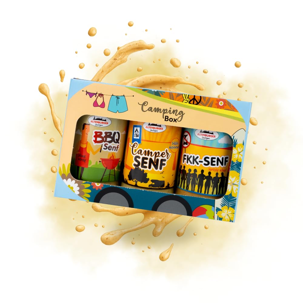 Altenburger Original Bierkiste - drei mit Bier verfeinerte Senfsorten als Geschenk-Set (3-teilig), Geschenkbox für Männer und Frauen